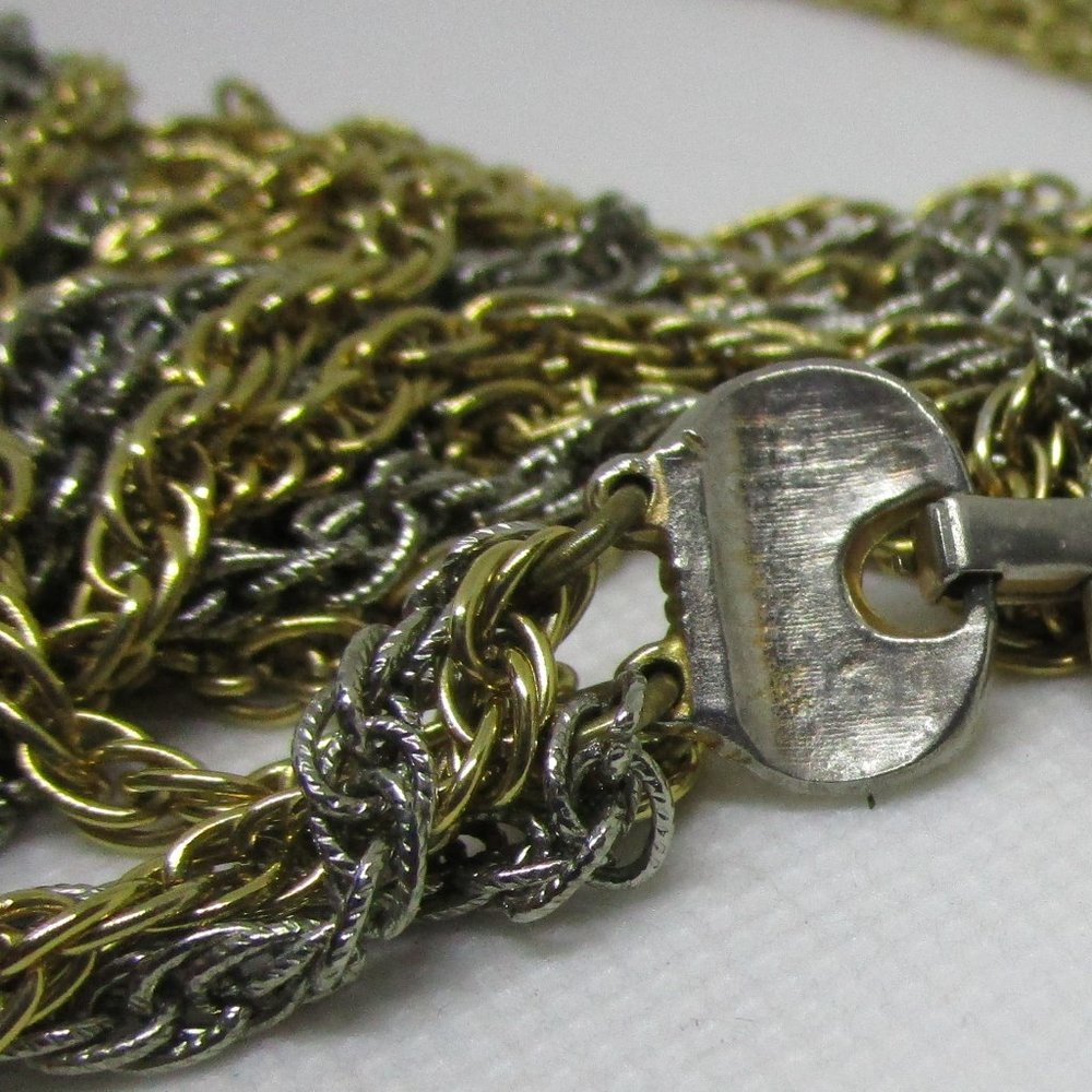 Extra Long Two-Tone Multistrand Chain Necklace - image 3